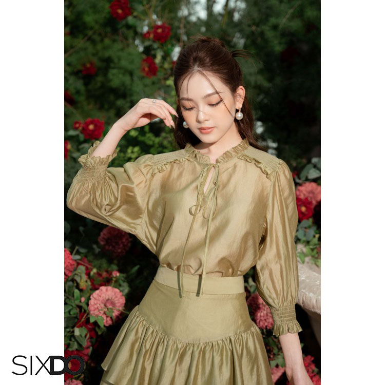 Chân váy tơ mini 2 tầng thời trang SIXDO