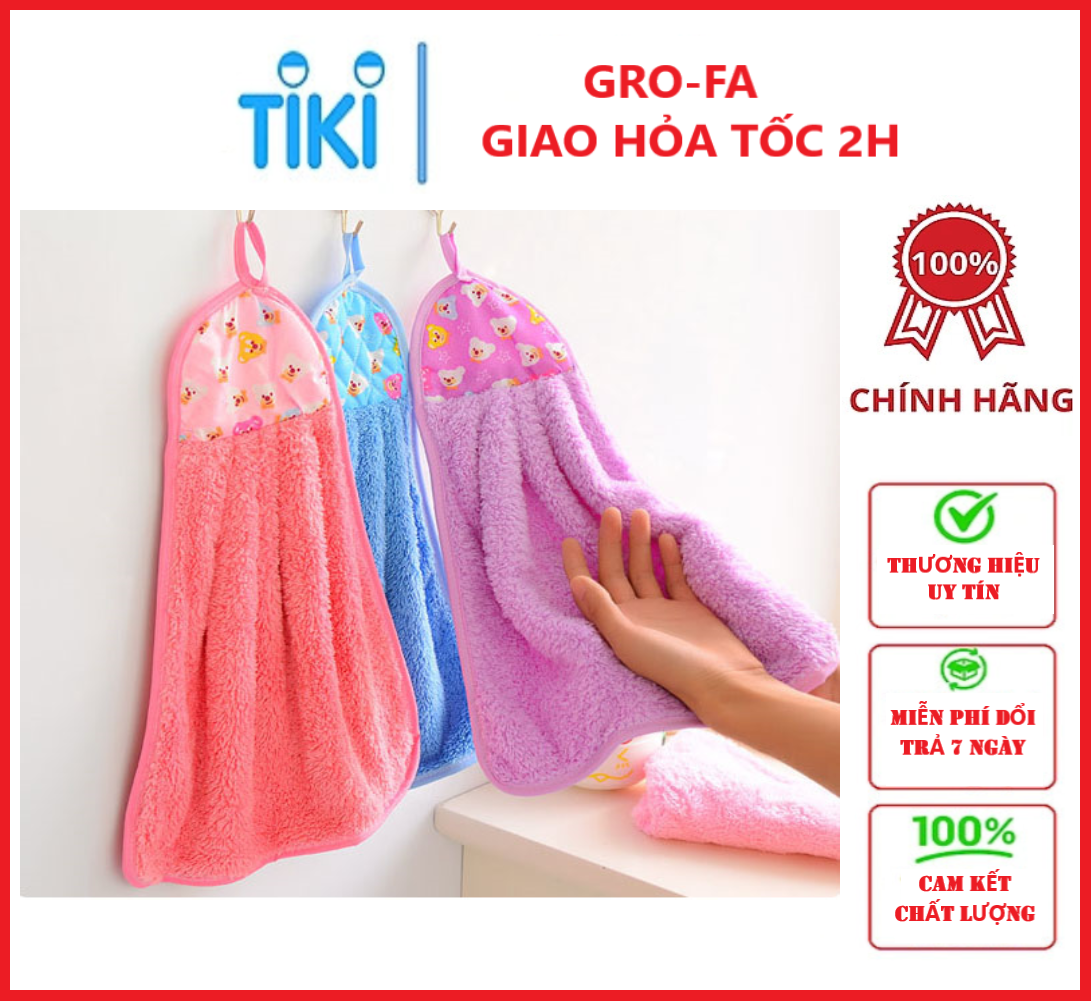 Combo 3 khăn Lau Tay Nhà Bếp Thấm Hút Tốt - GROFA ( Giao màu , họa tiết ngẫu nhiên)