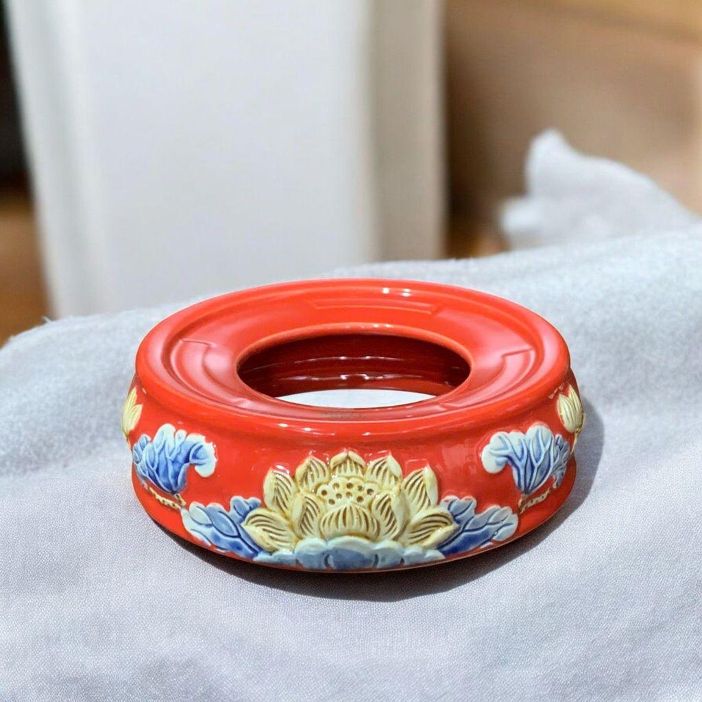 Bát Hương Rồng Đắp Nổi Cao Cấp Men Đỏ RỒNG VIỆT - Gốm Sứ Bát Tràng Bát Nhang Lư Hương Đẳng Cấp