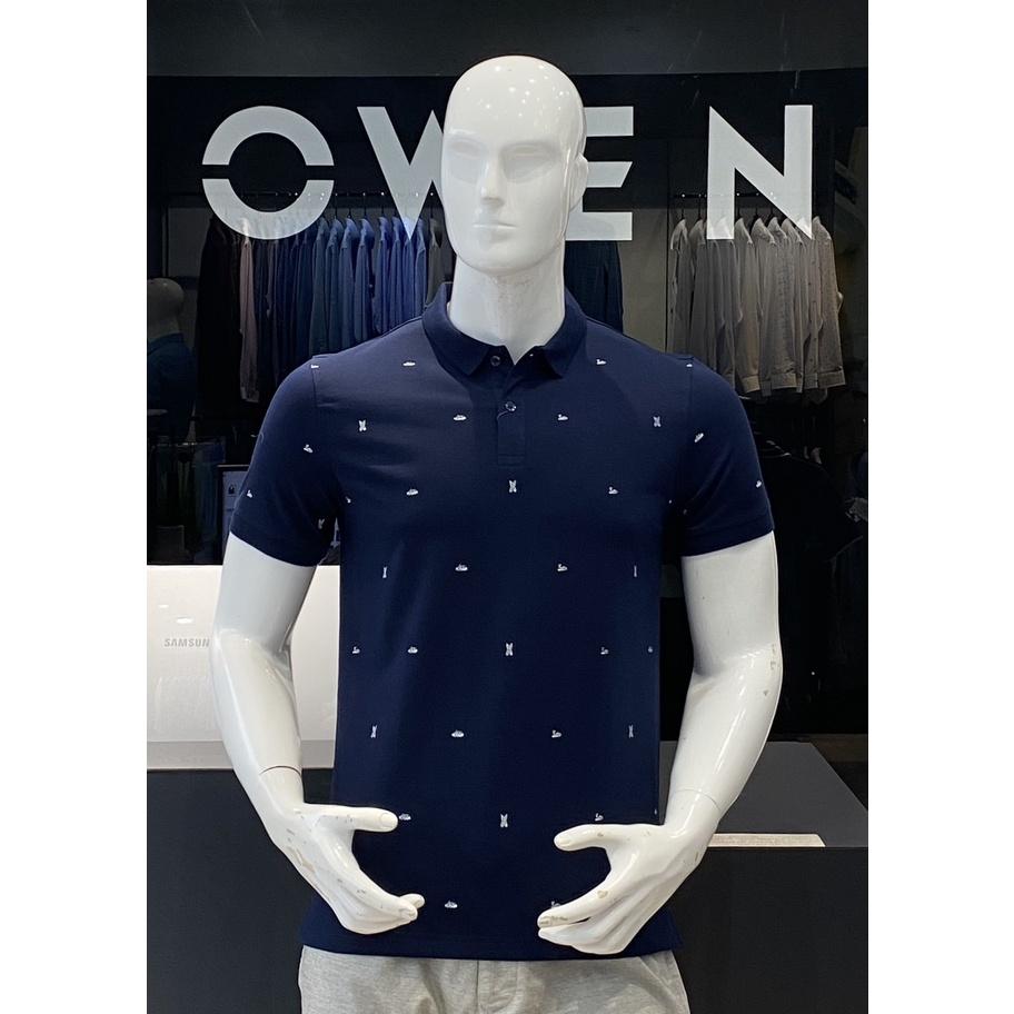 OWEN - Áo polo nam Owen màu xanh navy in họa tiết 231349 - Áo thun ngắn tay có cổ nam