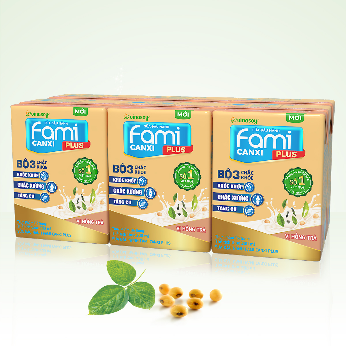 Thùng sữa đậu nành Fami Canxi Plus vị hồng trà hộp