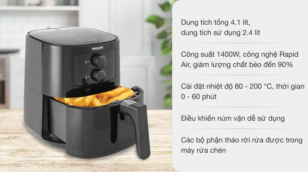 NỒI CHIÊN KHÔNG DẦU HD9200/90-HÀNG CHÍNH HÃNG