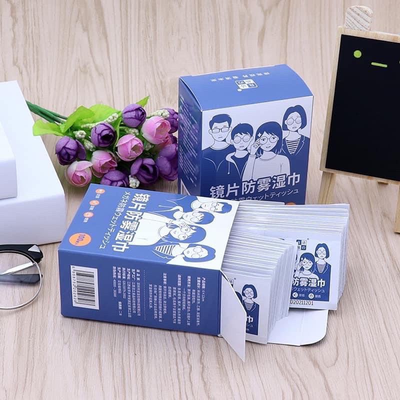 Hộp 100 miếng khăn giấy lau kính nano chống mờ sương, giấy lau kính chống trầy xước