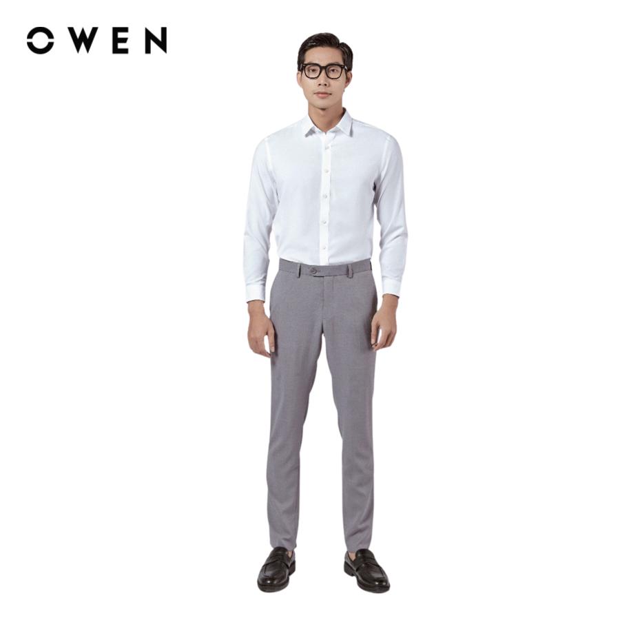 OWEN - Áo sơ mi dài tay Trắng Trơn Café AS221202D2