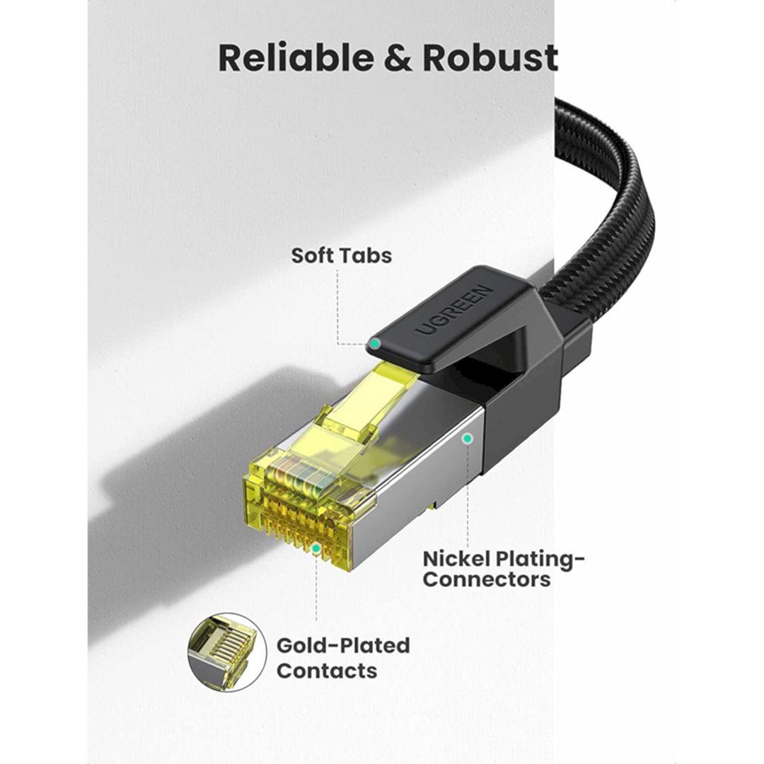 Ugreen UG40166NW189TK 15m 10Gbps 600mhz dây dẹt Nylon Braided Màu Đen Cáp mạng Cat7 - HÀNG CHÍNH HÃNG