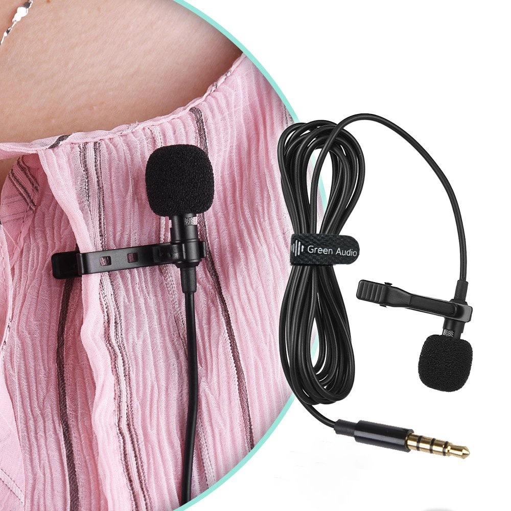 Vòng tụ điện Micrô Mini Clip-on Lavalier Microphone Cắm 3,5mm với Cáp mở rộng 2M Tương thích với iPhone iPad