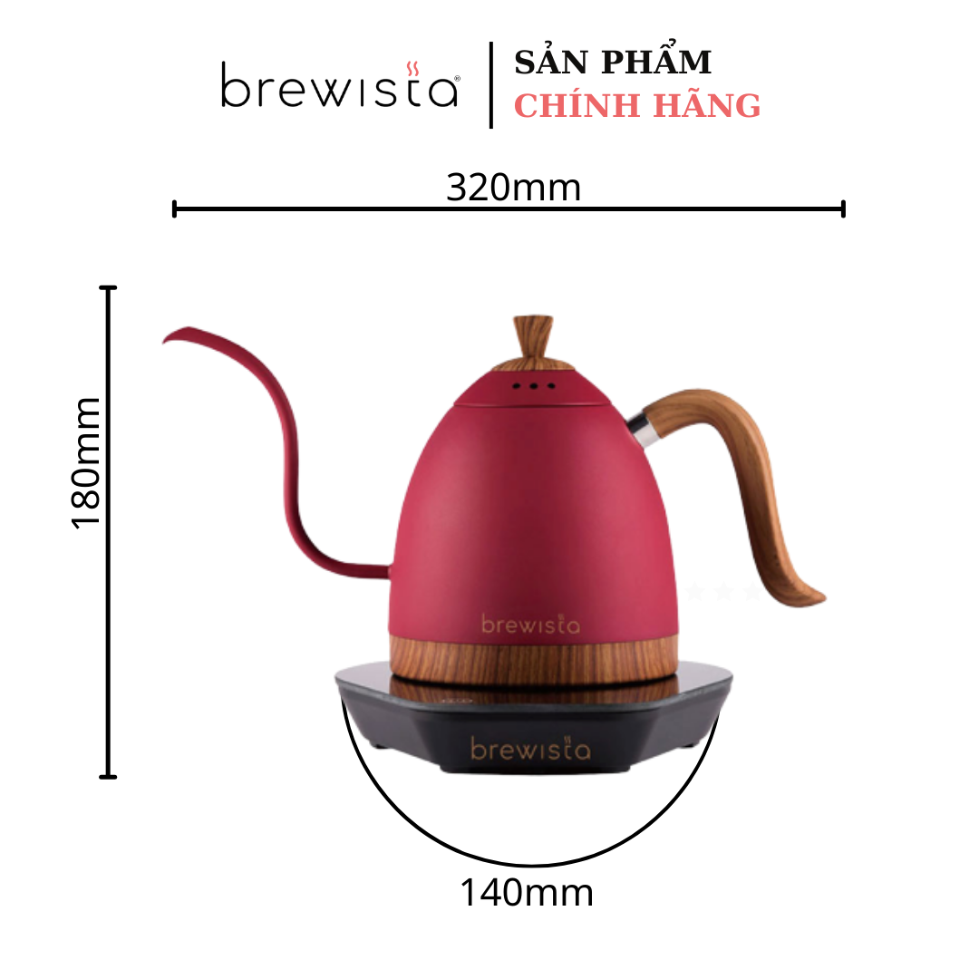 Ấm đun cảm ứng chuyên dụng rót cà phê Kettle 600ml - Đỏ ( Hàng Chính hãng Brewista)