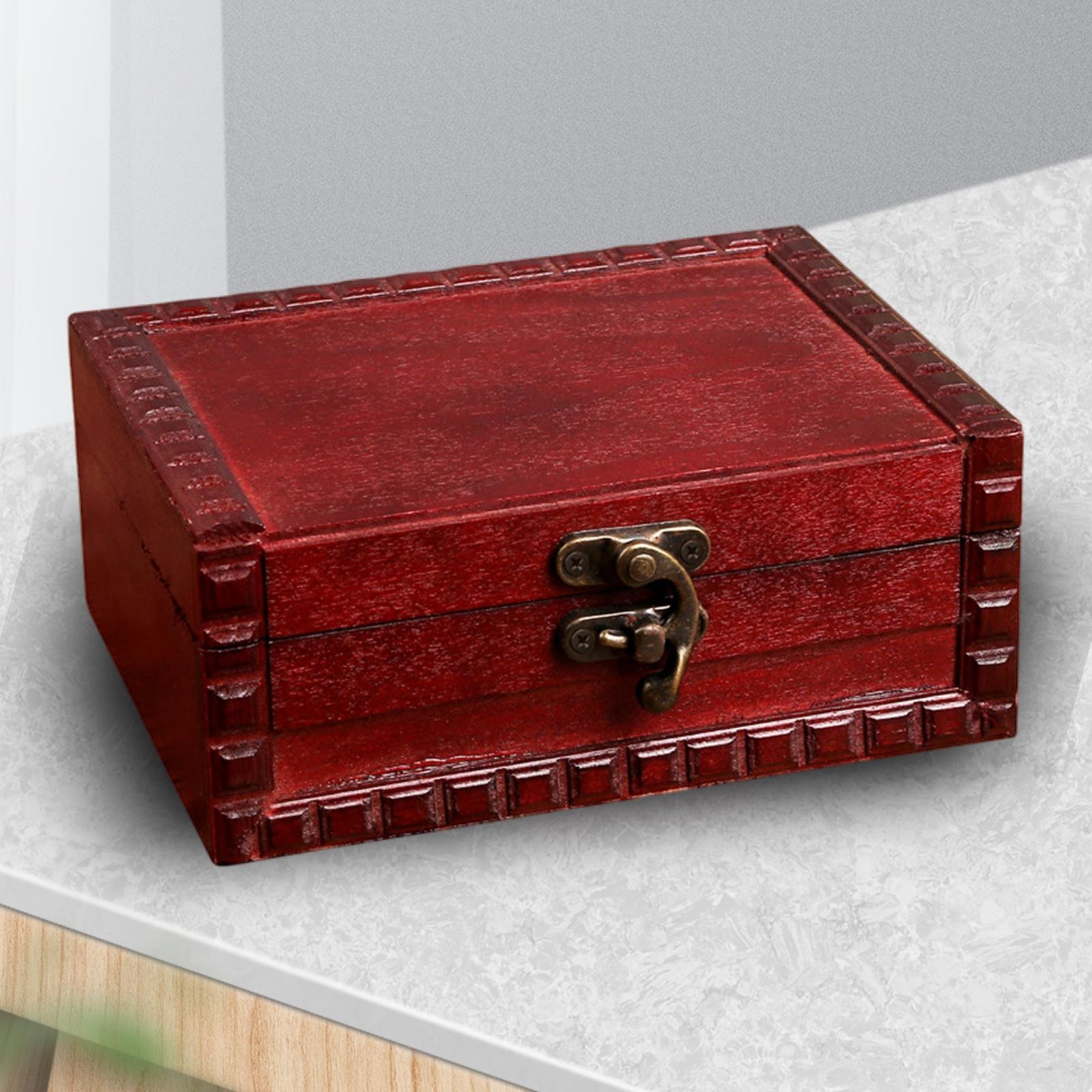 Vintage Style Wooden Box Decorative Jewelry Gift Storage Box with Lock