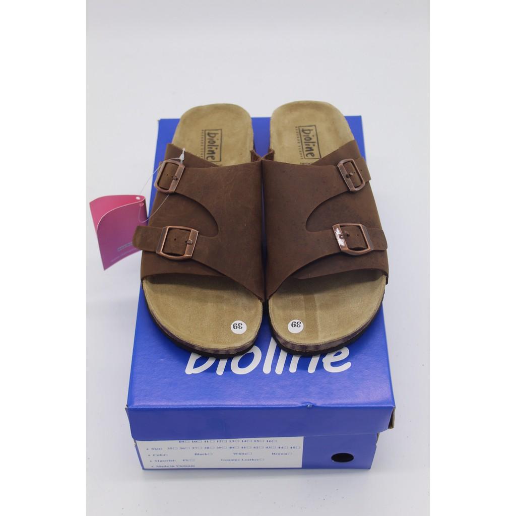 Dép birken quai ngang Bioline đế bằng da bò thật unisex mã BO19 - Bioline Official