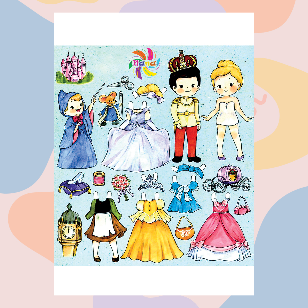 Búp bê giấy (paper doll) thay đồ công chúa Chibi phong cách Hàn Quốc cho bé Combo 7 hình siêu đáng yêu BBG0019