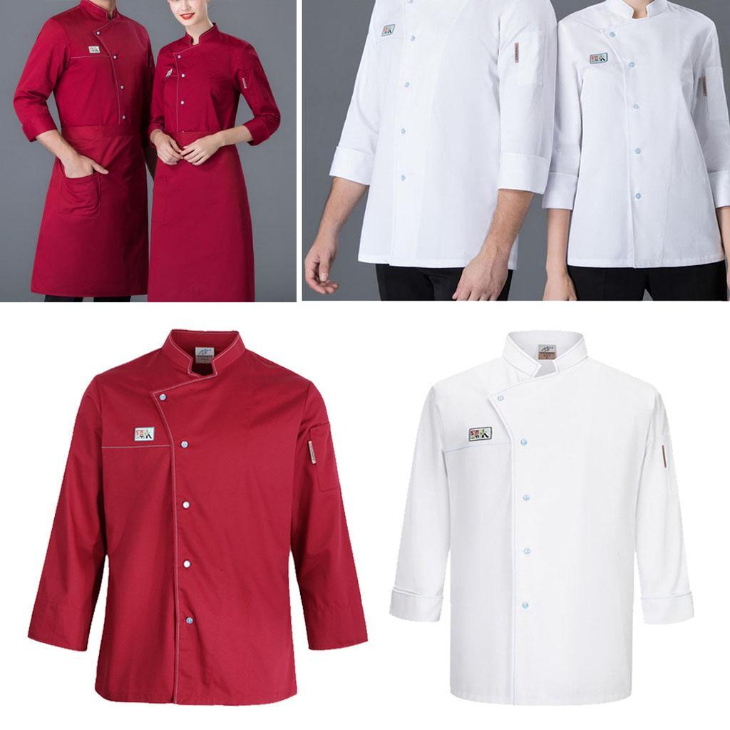 Unisex Chef Jackets Coat Long Sleeves Shirt Kitchen Uniform