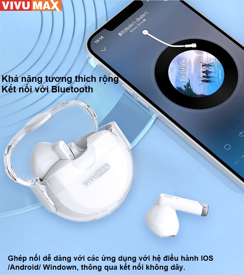 Tai nghe Bluetooth 5.3 cao cấp Vivumax VX10 - Hàng Chính Hãng