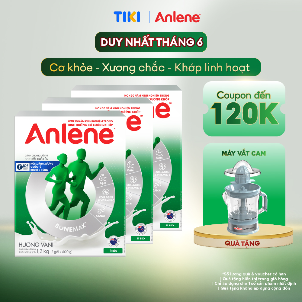 Combo 3 TPBS Anlene hương vani 1.2kg (trên 30 tuổi) tặng máy vắt cam