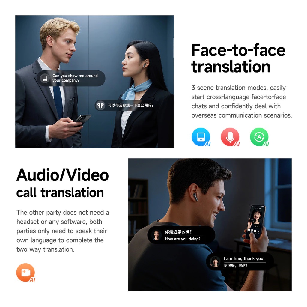 Tai nghe Bluetooth phiên dịch AI thông minh Hoco EQ27 Fun chống ồn ANC+ENC, Bluetooth 5.4, pin trâu 7h, hỗ trợ dịch thuật 134 ngôn ngữ khi gọi điện, trò chuyện, video call- Hàng chính hãng