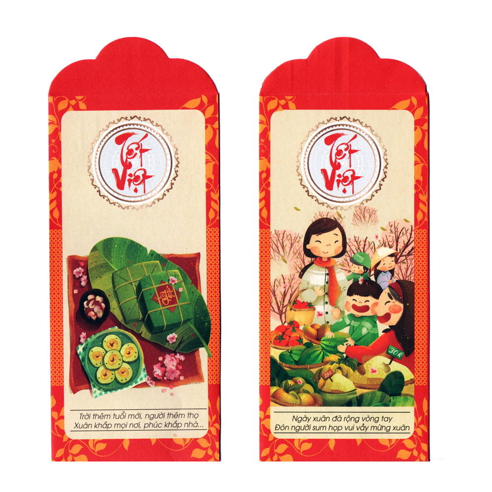 Bộ 6 bao lì xì Chúc Xuân Tết Việt