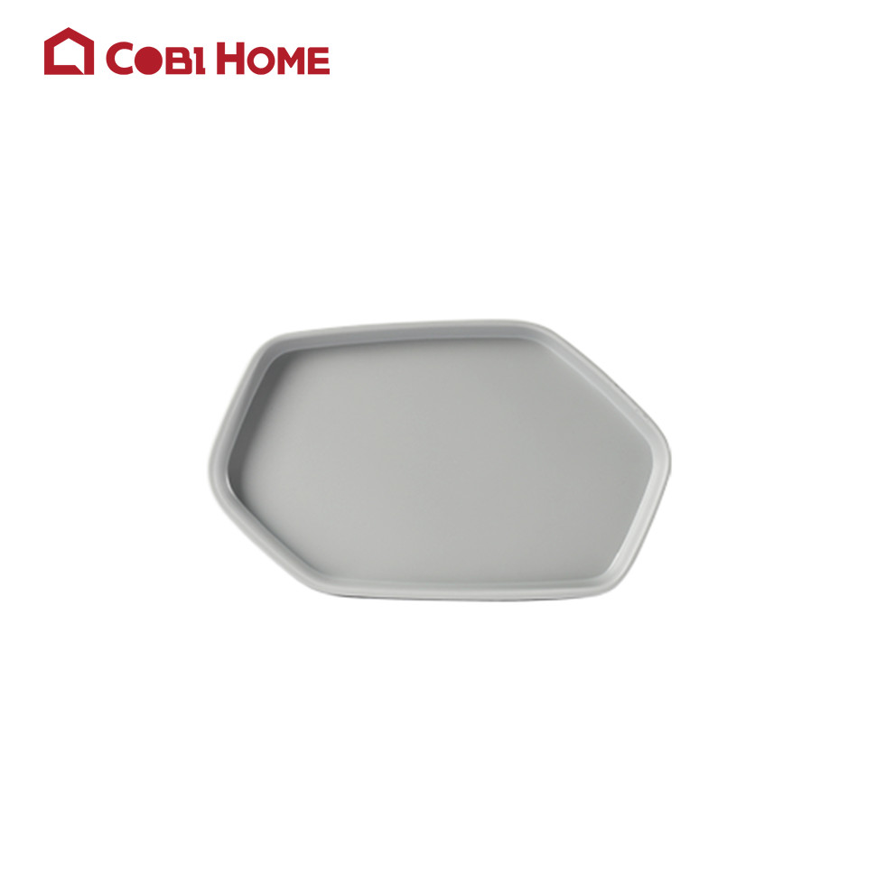 Dĩa xám lục giác 25.3cm bằng melamine cao cấp