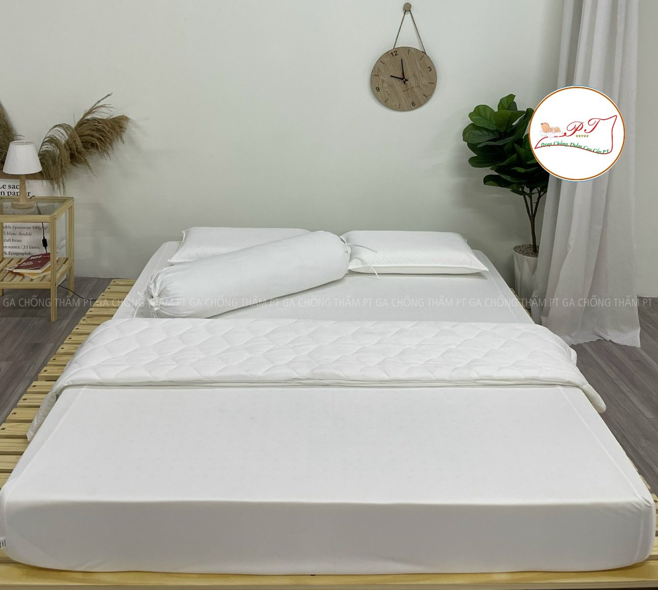 Ga Chống Thấm Cao Cấp PT Mẫu Họa Tiết Trắng Trơn