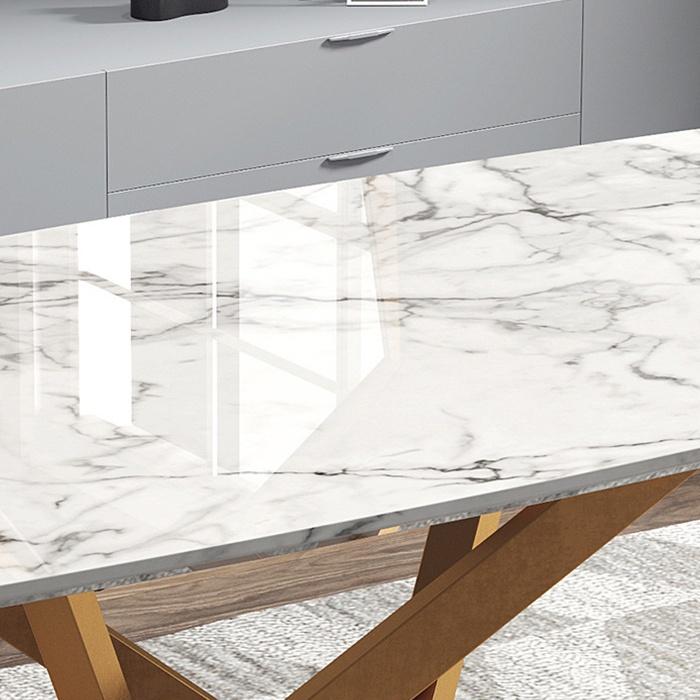 - Bàn ăn họa tiết đá cẩm thạch - Bàn ăn chân sơn nhũ đồng, sang trọng, lịch sự LUX-BGA04