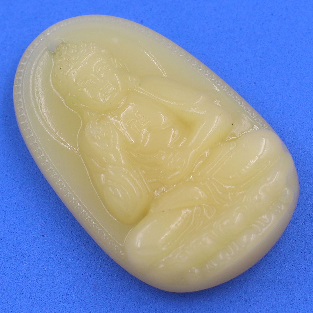 [Tuổi Tuất, Hợi] Mặt Dây Chuyền Phật A Di Đà Đá Ngọc Tủy Vàng 3.6cm - Mặt Size Nhỏ - Tặng Kèm Móc Inox - Phong Thủy 868 - May Mắn - Bình An