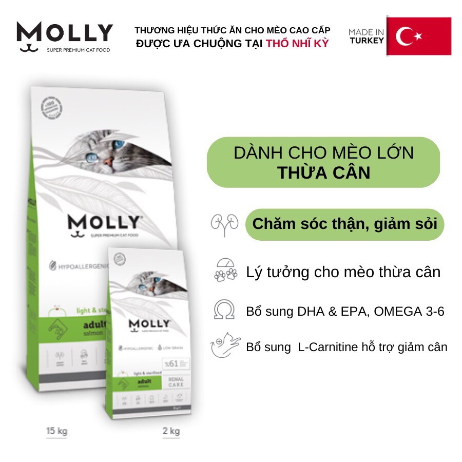 Thức ăn hạt cho mèo mọi lứa tuổi MOLLY SUPER PREMIUM CAT FOOD 2KG