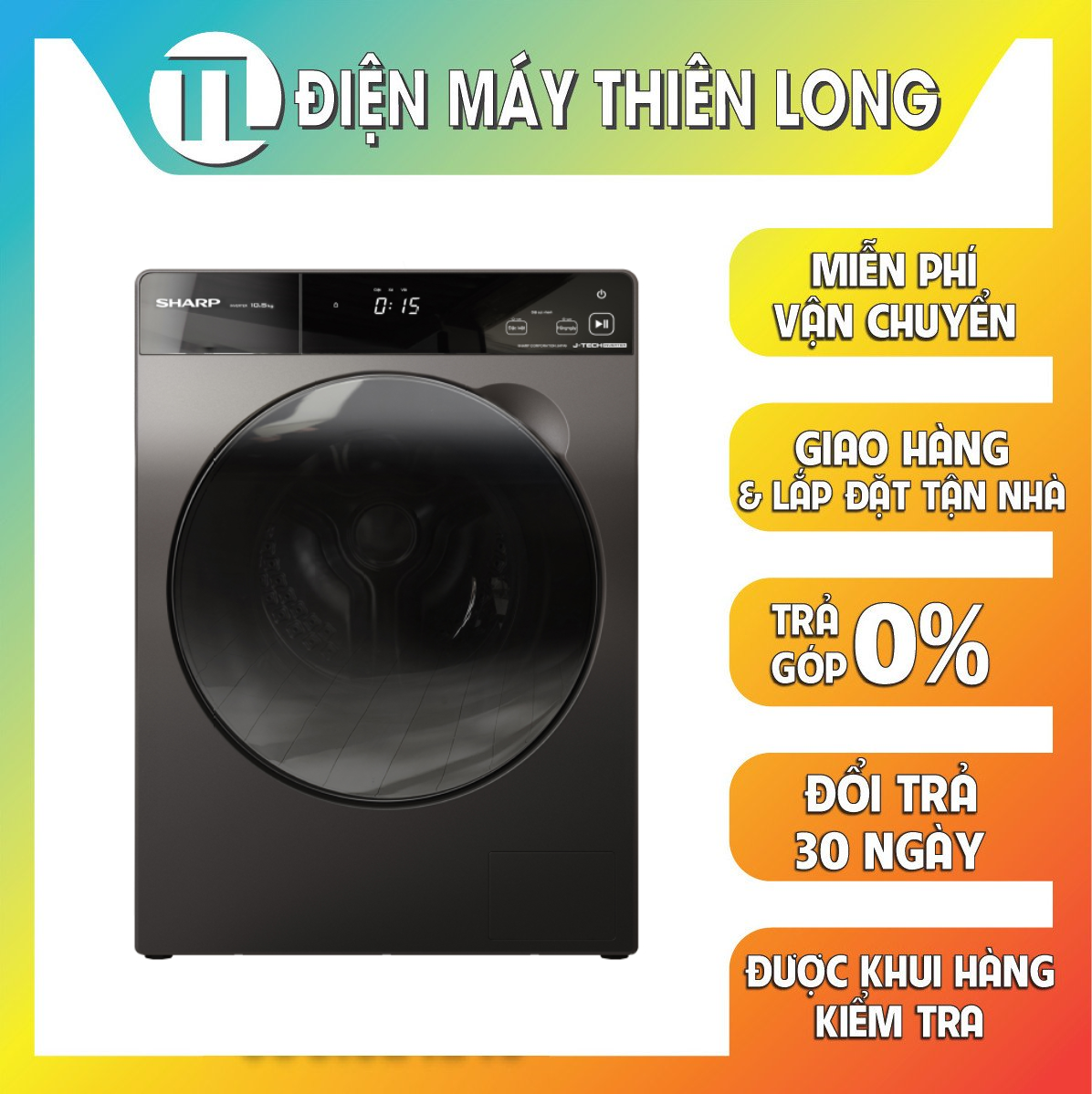 Máy giặt Sharp 10.5 kg ES-FK1054PV-S - Hàng chính hãng