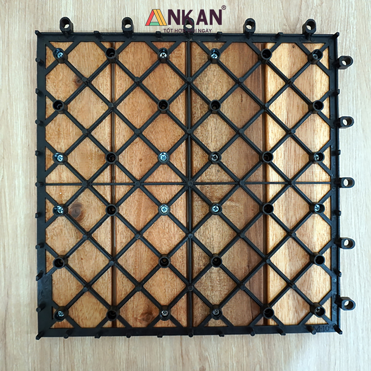 Vỉ Gỗ Lót Sàn Ban Công Cao Cấp 4 Nan – Chống Thấm, Bền Bỉ, Màu Vàng Sang Trọng