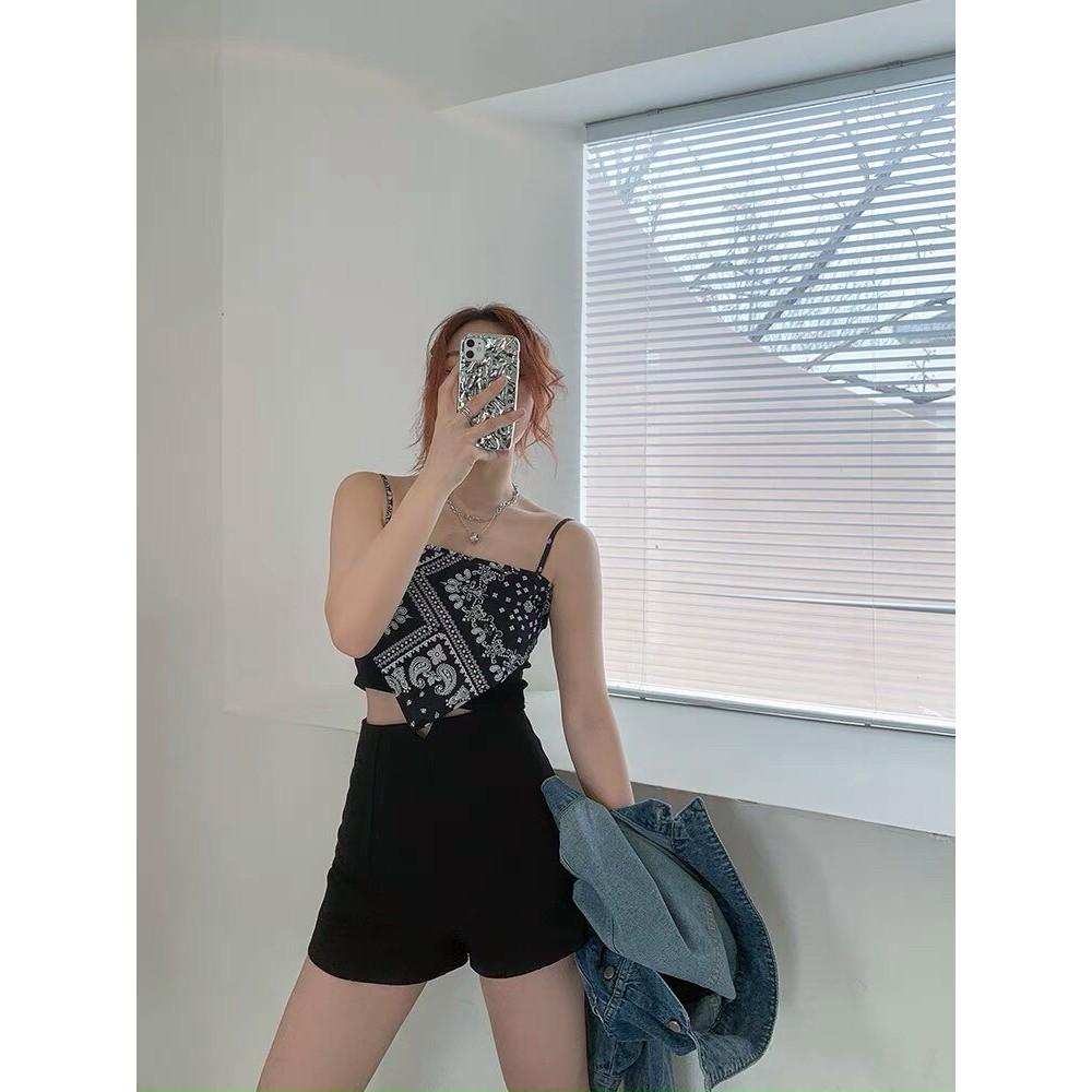 Áo 2 dây croptop nữ Sexy Bandana Hở Lưng Họa Tiết thổ cẩm chất bo tăm siêu đẹp, có giãn tốt