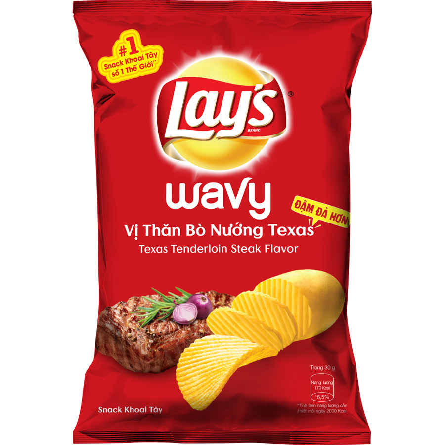 Combo 4 Snack Khoai Tây Lay's Mix vị 95g: Tự nhiên Classic, Tảo Biển Nori, Sườn Nướng BBQ và Thăn bò nướng Texas