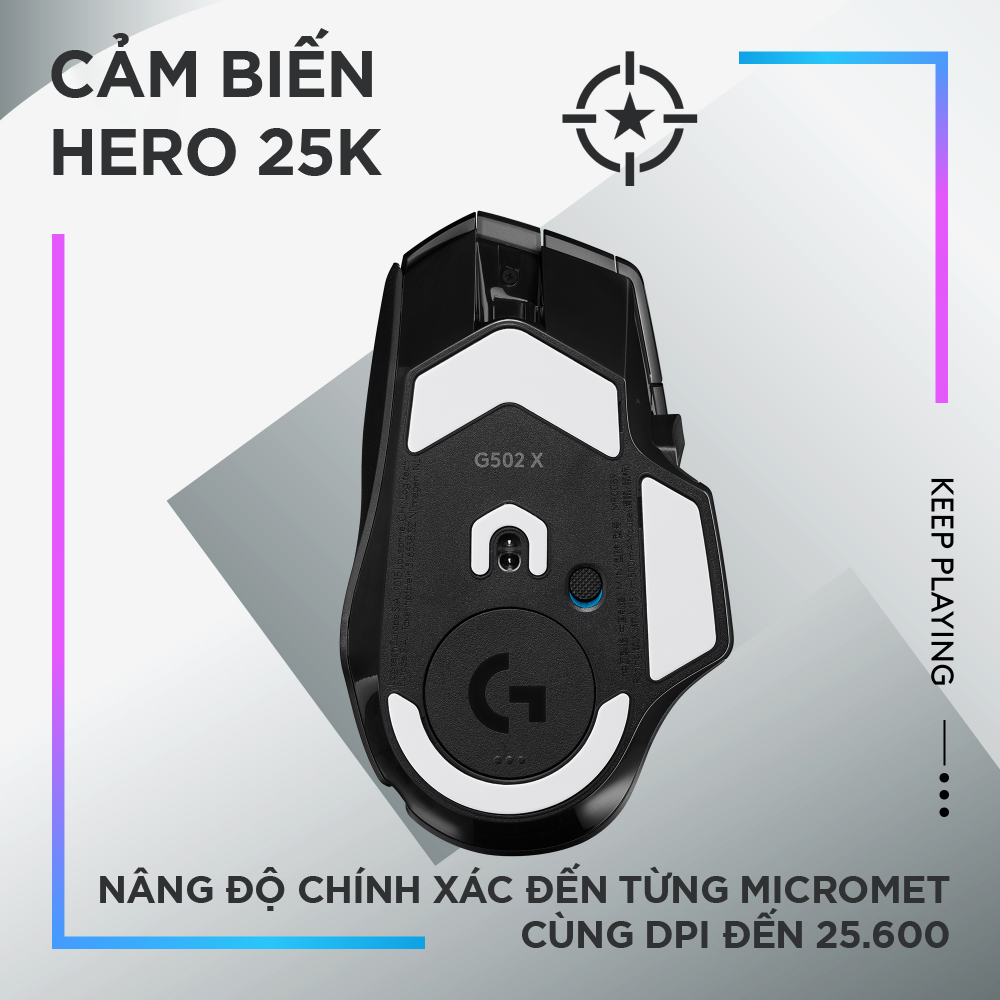 Chuột game không dây Logitech G502 X PLUS LIGHTSPEED – switch LIGHTFORCE Hybrid, RGB Lightsync, Cảm biến Hero 25K, Windows/Mac OS -Hàng chính hãng