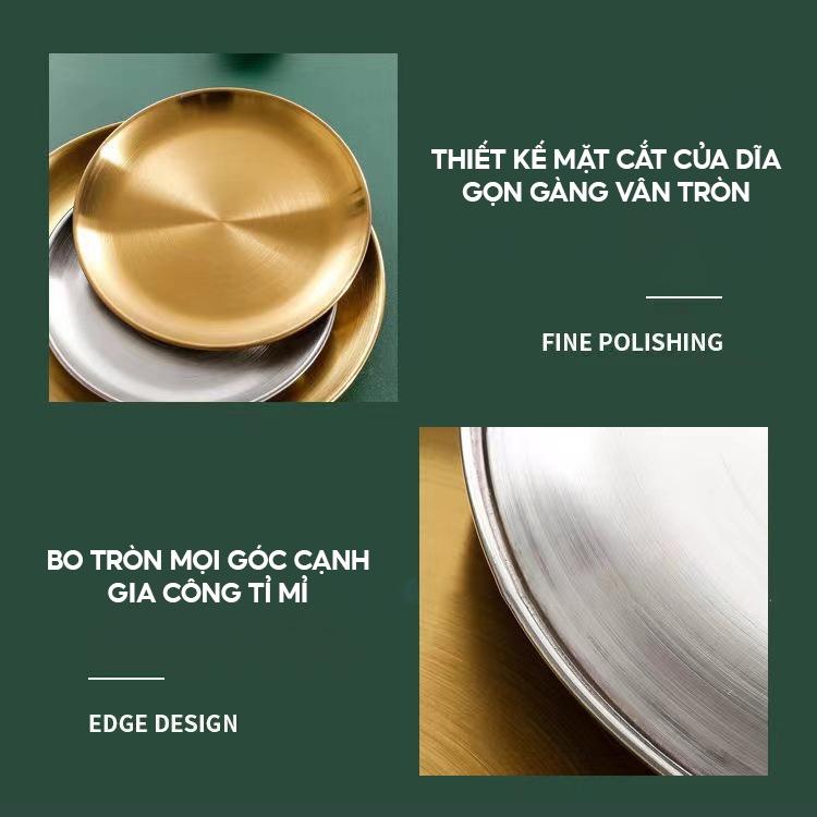 Dĩa Ăn Tròn Dĩa Đựng Trái Cây Hoặc Décor Bàn Ăn Bằng Inox Màu Bạc Và Vàng Sang Trọng Đủ Loại Kích Cỡ BXG-111