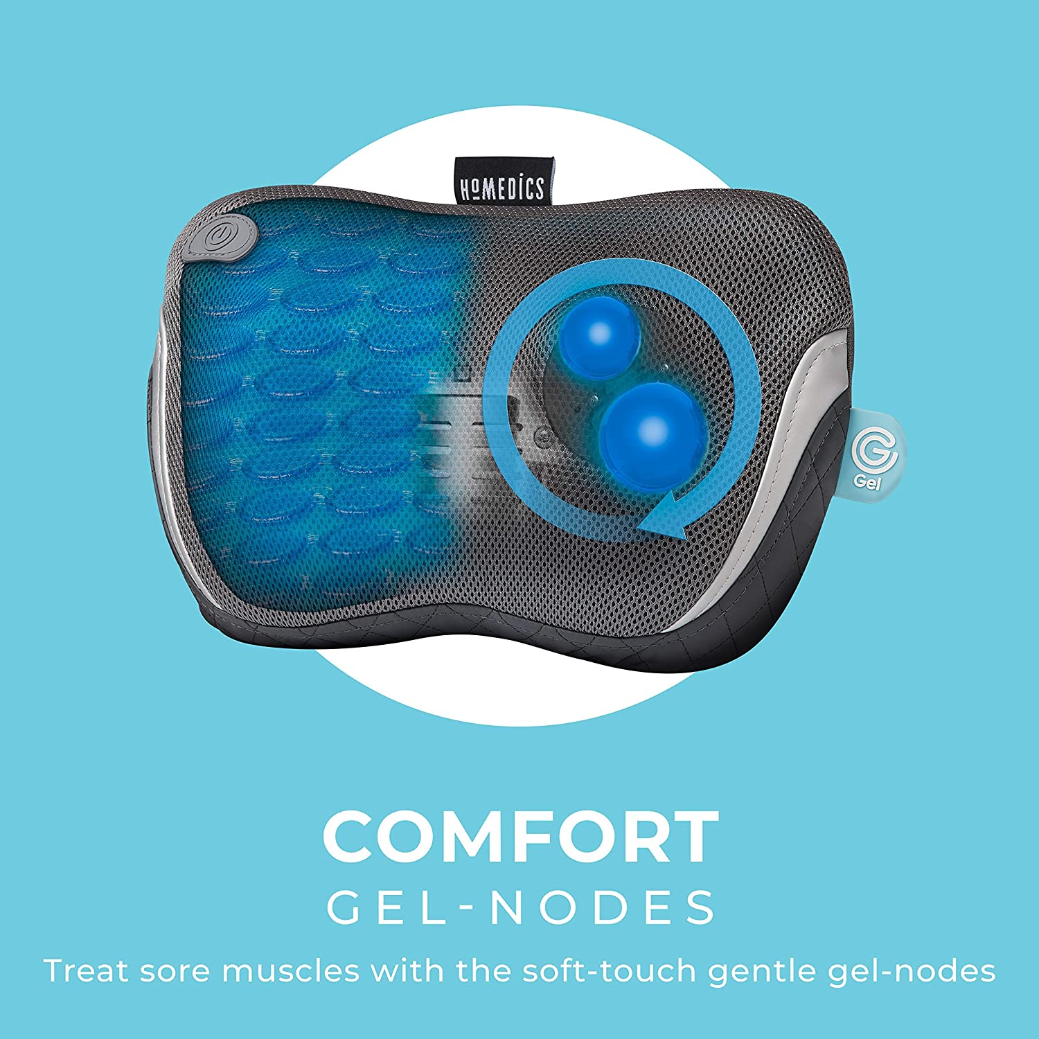 Gối massage 3D công nghệ Gel Touch, Pin sạc kèm nhiệt hồng ngoại HoMedics SP-135HJ Nhập khẩu USA