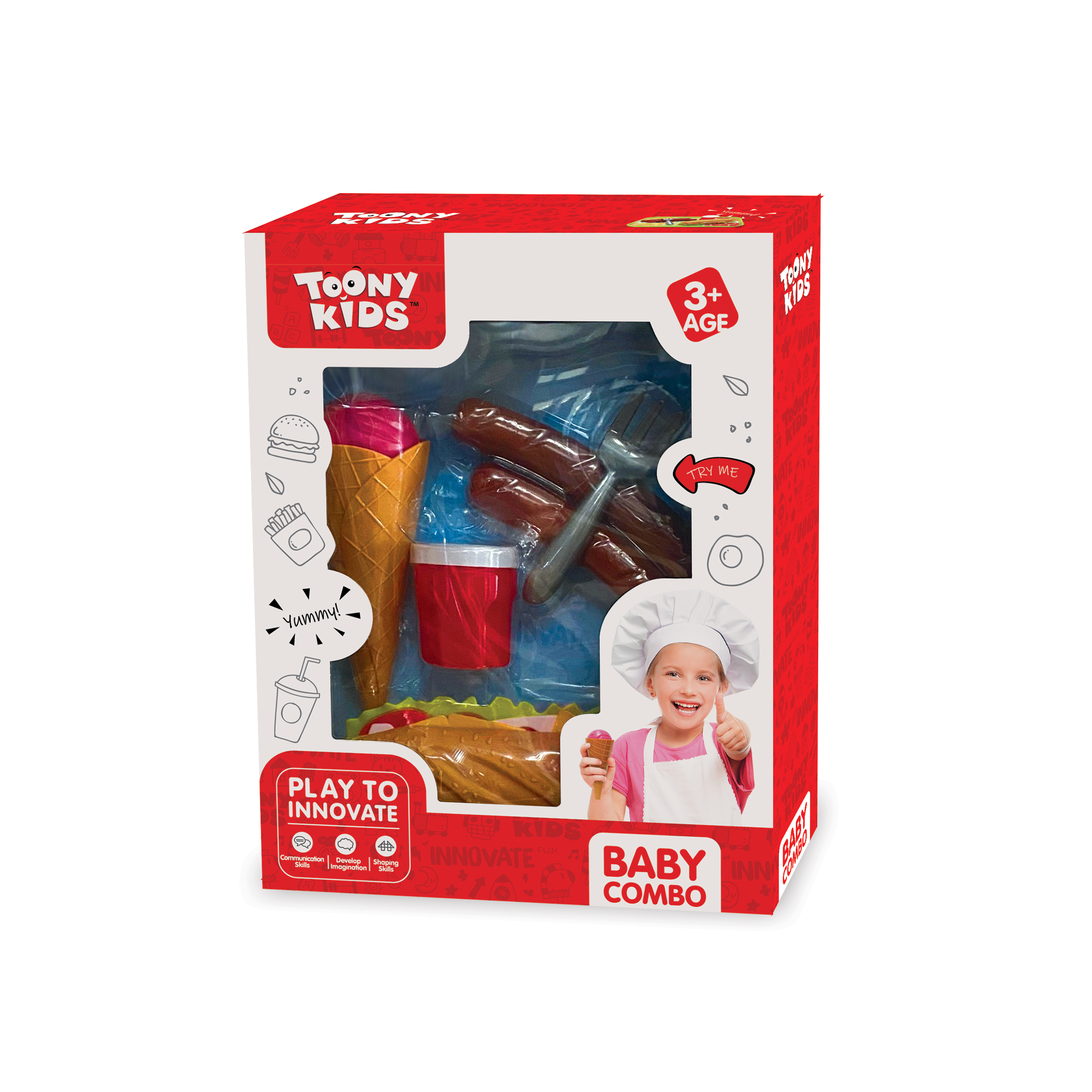 Bộ Đồ Chơi Bánh Mì Kem Xúc Xích Baby Combo TOONYKIDS TN076 [Tặng Kèm Sticker