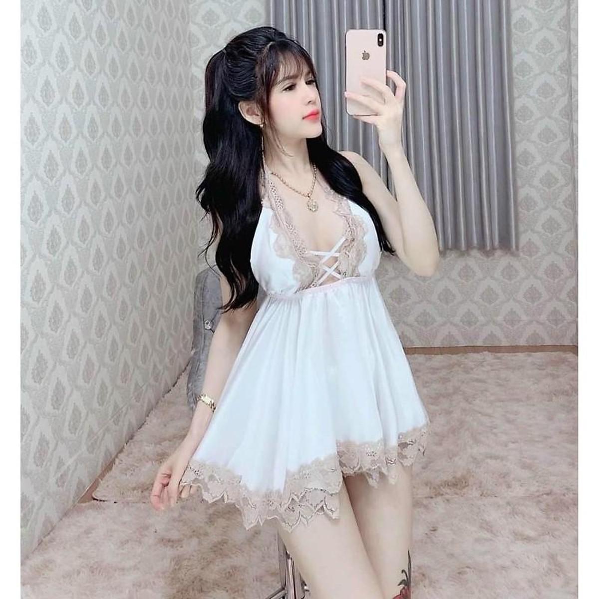 Set đầm ngủ phi lụa kèm quần