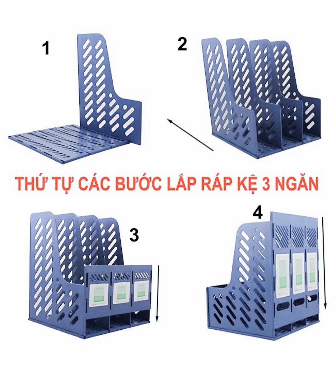 Kệ hồ sơ 3 Ngăn Ráp Liên hoàn với 4 ô Khay Để Bút tiện lợi ( Hàng cao cấp )