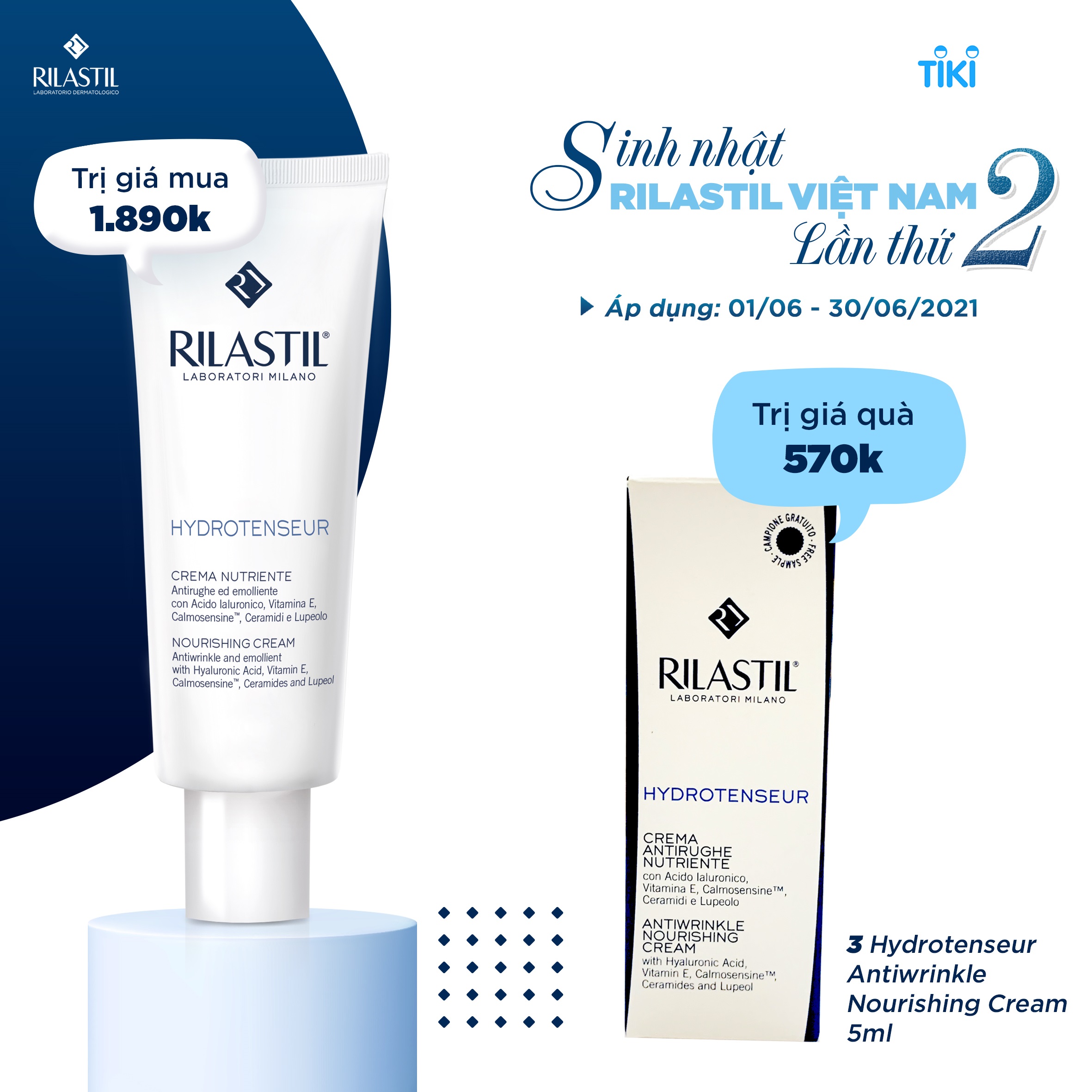 Kem dưỡng chống lão hóa Rilastil Hydrotenseur Antiwrinkle Nourishing Cream