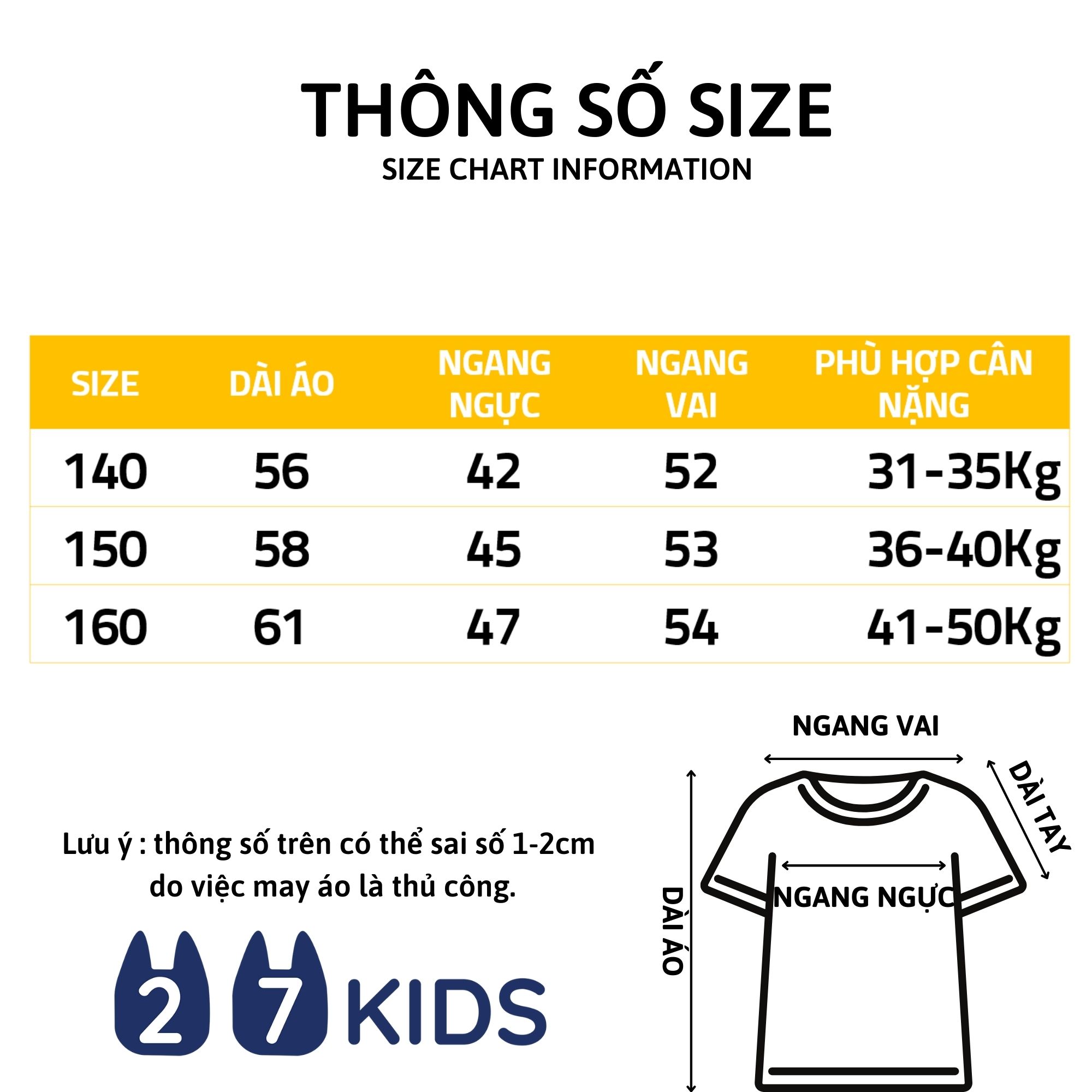 Áo thun bé trai ngắn tay size đại 27Kids áo cộc nam 100% Cotton cho trẻ từ 4-14 tuổi BSTS19