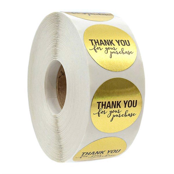 Sticker Thank You hình tròn - Cuộn băng keo tape cám ơn 500cái x 2.5cm