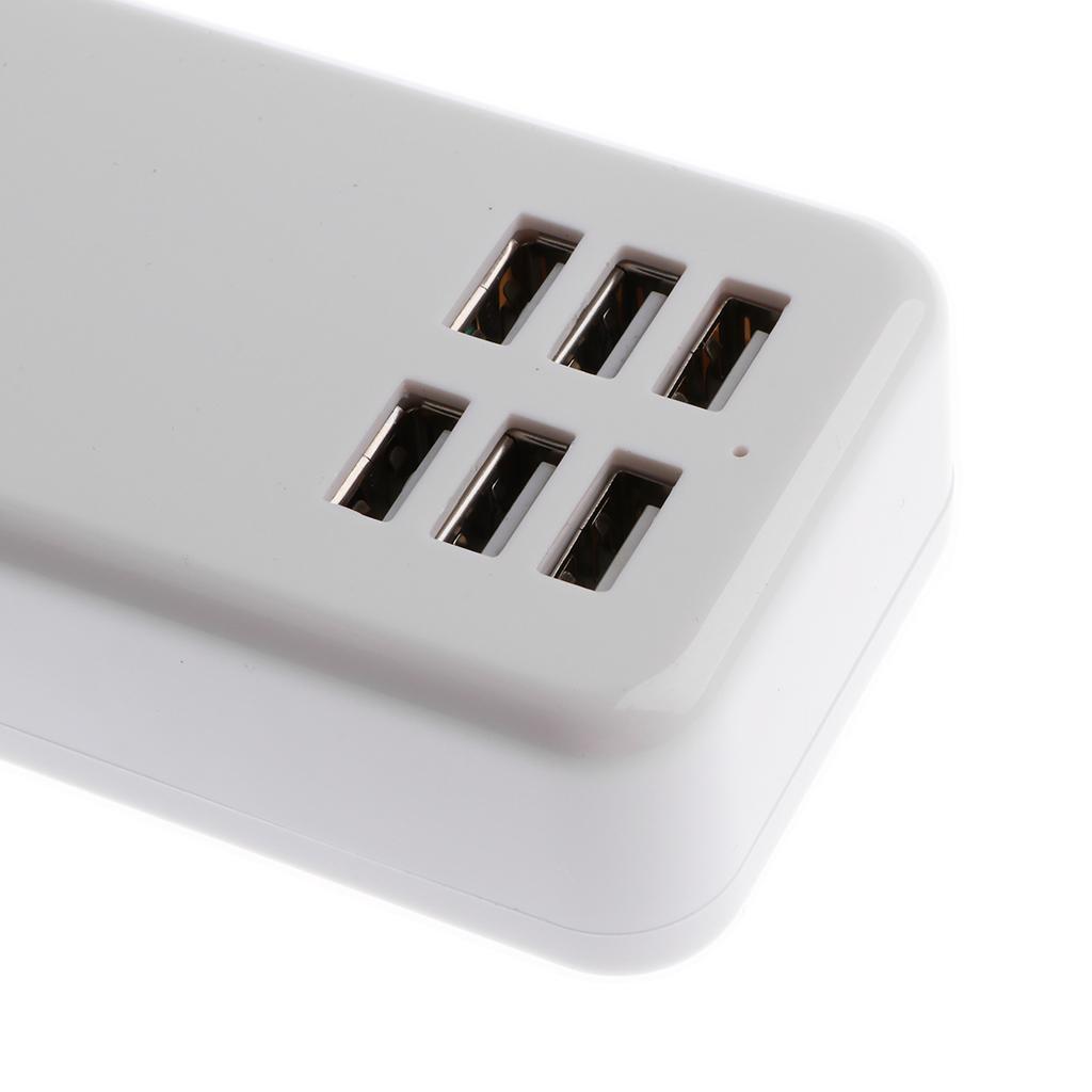 6-Port USB Desktop Charging Station Hub Wall Charger Power Adapter US White