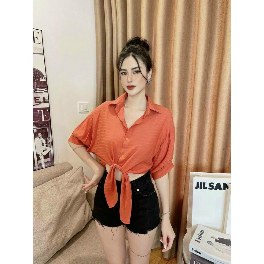 Áo đi biển-sơ mi khoác nhẹ-Áo croptop vạt buộc- Áo cánh dơi tay lỡ Chất Liệu Đũi Thái Mềm Mại Thoáng Mát