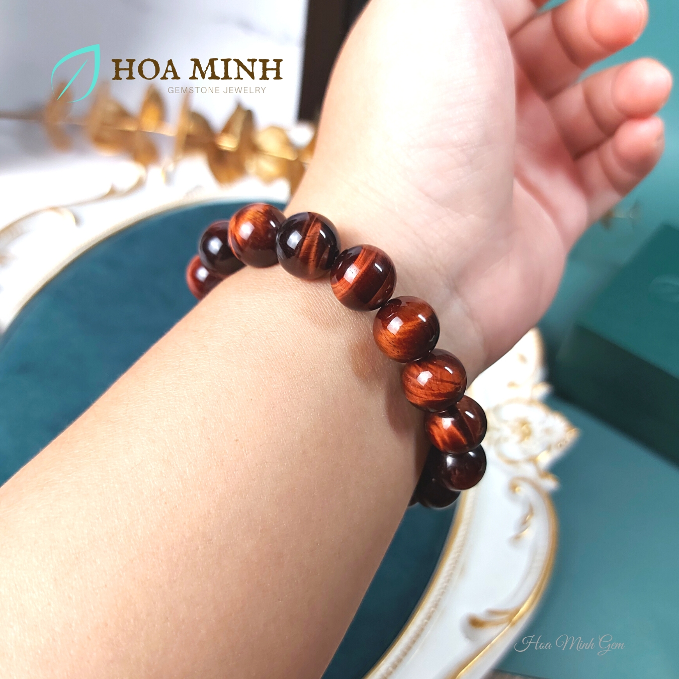 Vòng tay phong thủy chuỗi Mắt Hổ Đỏ Nâu chất 5A VIP size 12 li, hợp mệnh Hỏa Thổ