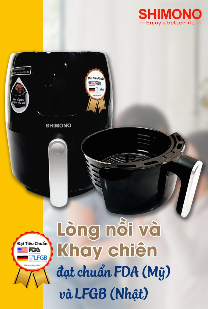 Nồi Chiên Không Dầu Shimono SM-AF458T 4,5L 1500W Cao Cấp Tiêu Chuẩn FDA Hoa Kỳ, LFGB Đức Tặng Kèm Trọn Bộ 9 Phụ Kiện Hàng Chính Hãng