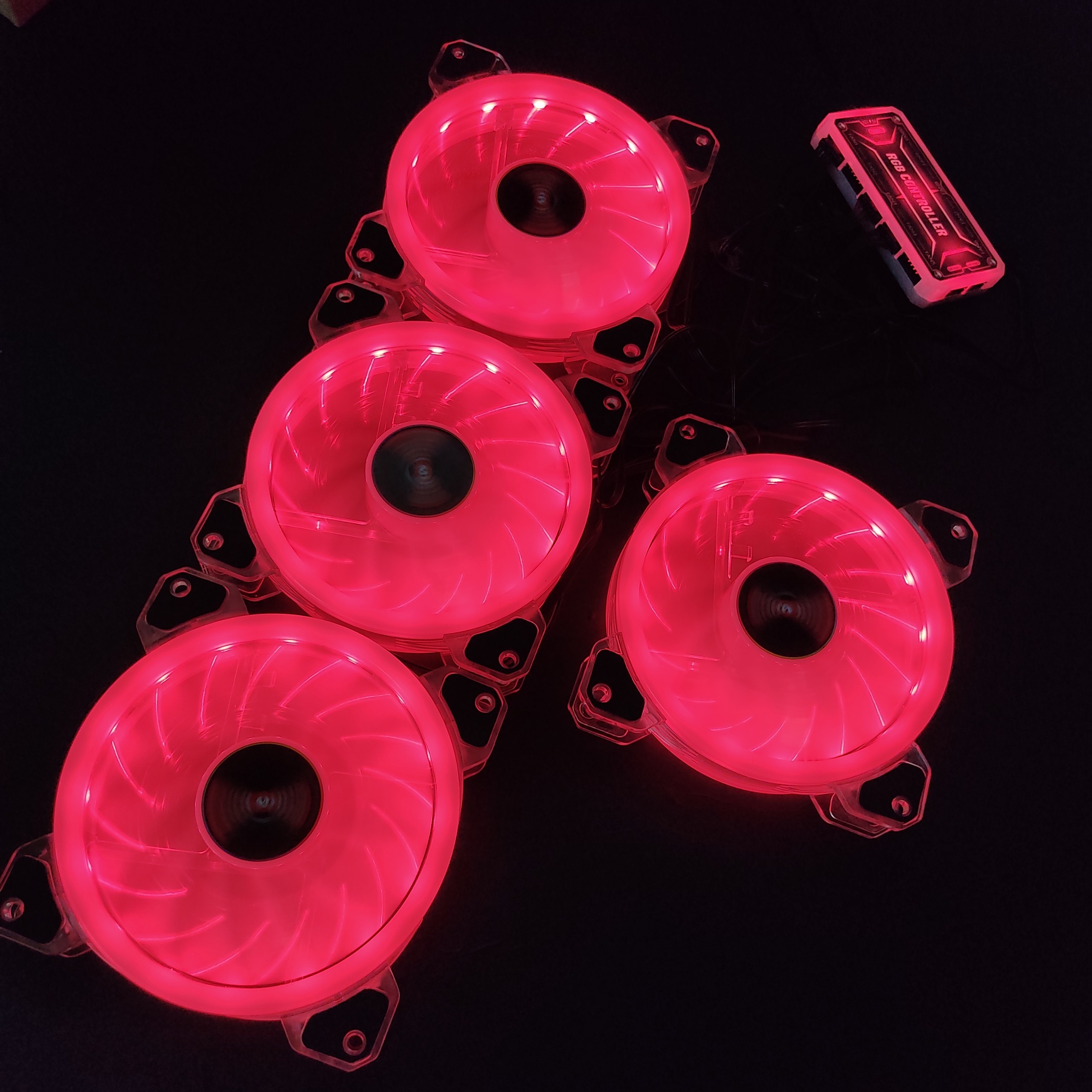 4 Quạt Tản Nhiệt, Fan Case YUPO K5 Led RGB Dual Ring, tặng kèm bộ Hub khiển Led RGB