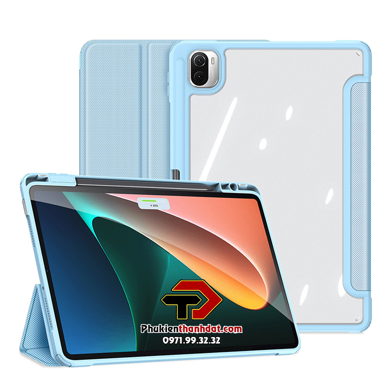 Bao da dành cho Xiaomi Pad 5, Xiaomi Pad 5 Pro hiệu Dux Ducis lưng trong suốt có khay đựng bút