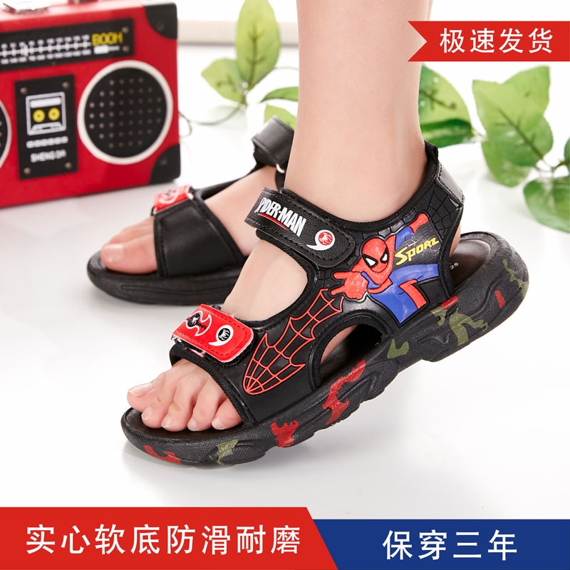 Sandal cho bé trai, giày đi học cho bé sandal siêu nhân nhện Spider man đẹp thời trang quai dán cho bé đi học siêu hot