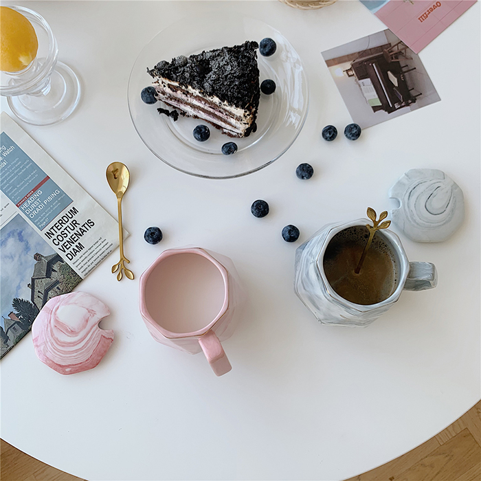 Bộ tách trà cà phê kim cương vân đá