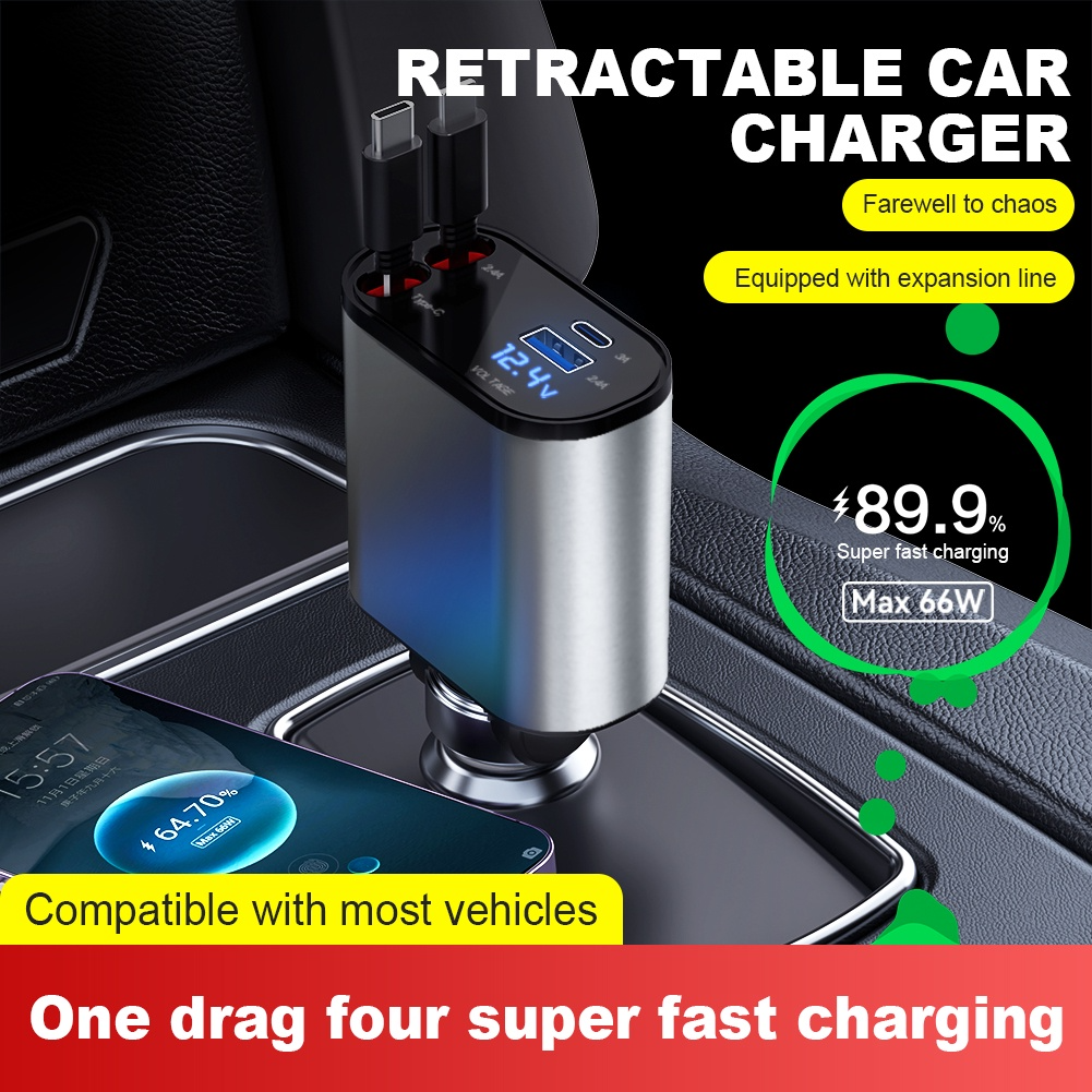 Dây Cáp Sạc Nhanh 120W 4 Trong 1 Rút Được Cổng usb type c Cho for samsung nhiều mẫu điện thoại-Hàng nhập khẩu