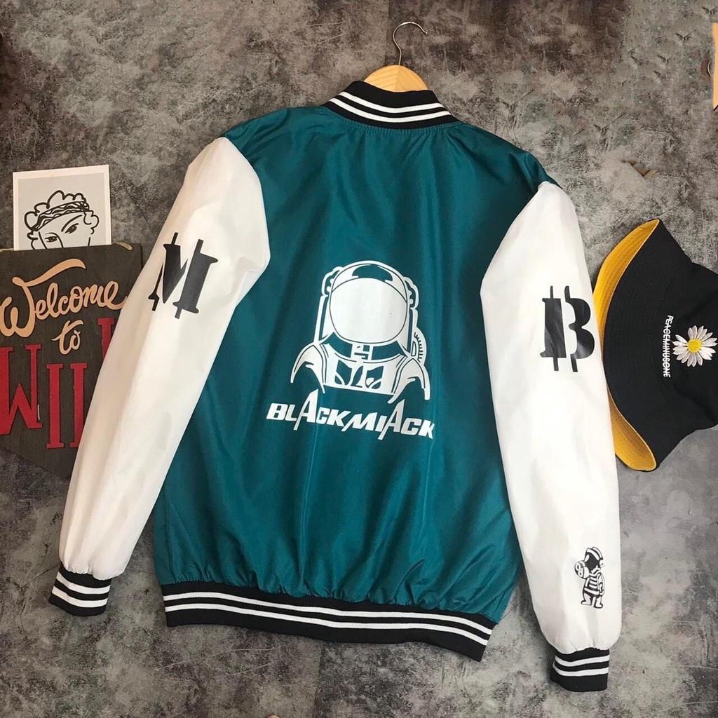 Áo Khoác Bomber Jacket Dù 2 Lớp BLACK MIACK Varsity Form Rộng Nam Nữ Unisex Couple Phong Cách Hàn Quốc
