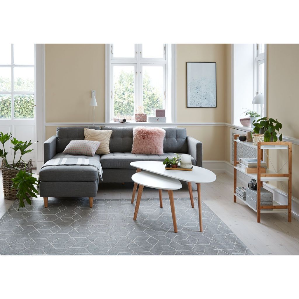 Sofa đổi góc | JYSK Falslev | da PU/vải polyester | đen/xám | nhiều kích thước