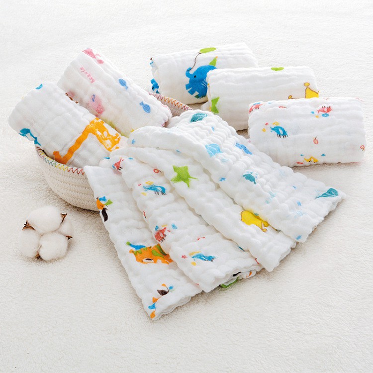 Set 5 khăn sữa xô nhăn 6 lớp siêu mềm siêu thấm hút cho bé