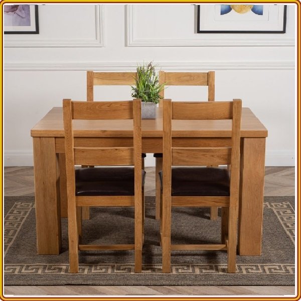 Bộ bàn ăn Rustic Oak bàn 1m4, kèm 4 ghế juno sofa